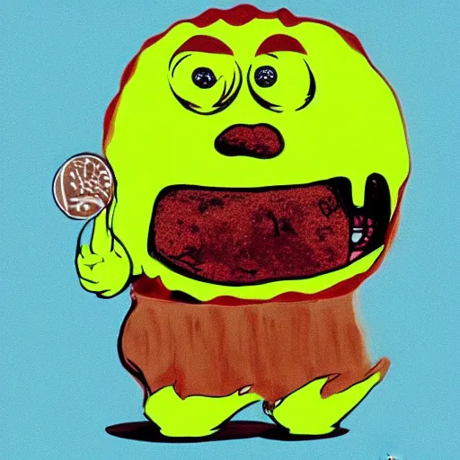 Prompt: kool aid man full of brownie batter scary concept art eerie