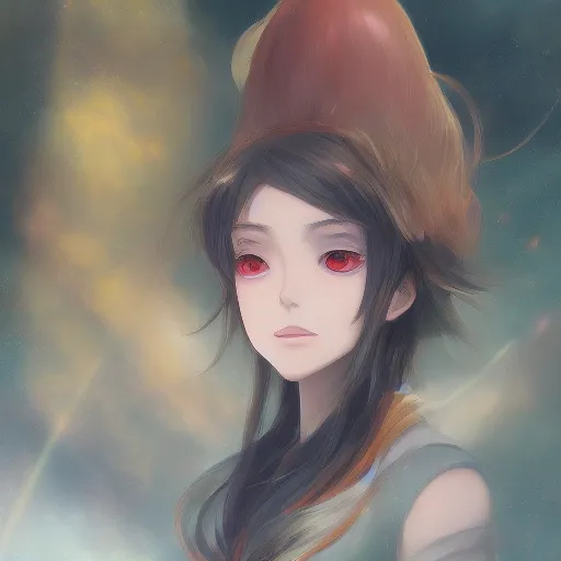 Image similar to A realistic anime painting of a beautiful android woman with glowing yellow gold eyes. digital painting by Sakimichan, Makoto Shinkai, Rossdraws, Pixivs and Junji Ito, digital painting. trending on Pixiv. SFW version —H 1024