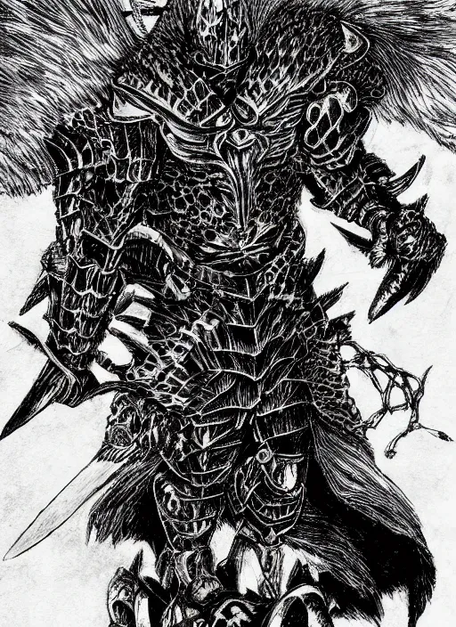 Image similar to demon wolf armored knight by kentaro miura