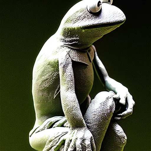 Image similar to The Thinker Kermit the frog by Auguste Rodin