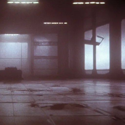 Image similar to an empty room, still from the movie bladerunner