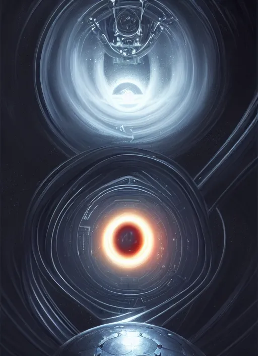 Image similar to a company logo, neural network, black hole, gravity, mechanical, robotic, fantasy, centered, dark background, dark mode, fantasy, intricate, elegant, highly detailed, centered, dark, smokey, digital painting, artstation, concept art, smooth, sharp focus, illustration, art by artgerm and greg rutkowski and alphonse mucha