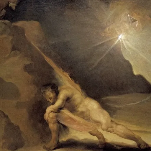 Image similar to elon musk losing everything, a fresco by francisco goya