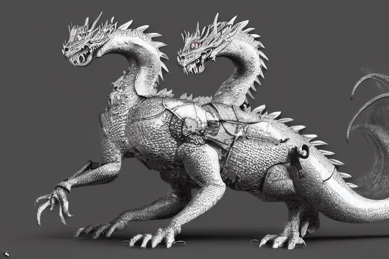 Prompt: full body digital illustration of a distinguished ancient silver dragon by randy Vargas, studio lighting, concept art, matte background, deviantArt, artstation, artstation hq, hd, 4k resolution