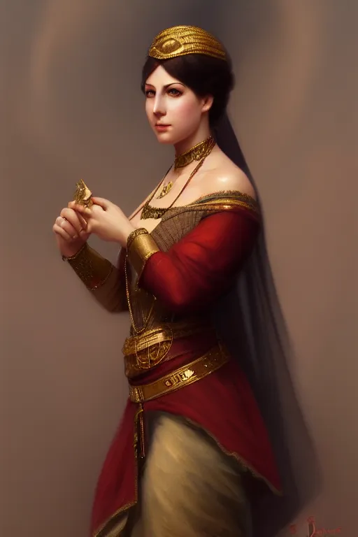 Image similar to a portrait of Mata Hari, illustration, soft lighting, soft details, painting oil on canvas by Edmund Blair Leighton and Charlie Bowater octane render trending on artstation d&d characters, 4k, 8k, HD