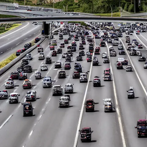 Image similar to freeway overrun with violinists, photo, detailed, 4k