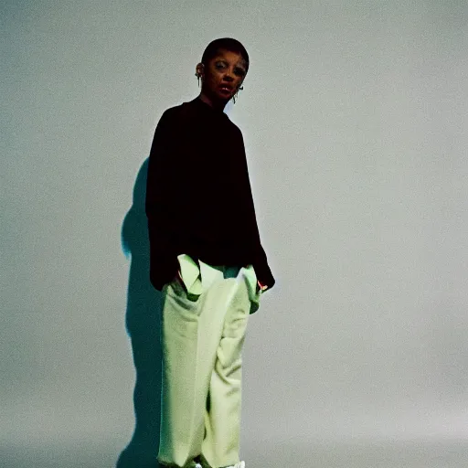 Image similar to realistic photoshooting for a new ssense!!! lookbook, color film photography, photo of a woman, photo in style of tyler mitchell, 3 5 mm, featured on vogue