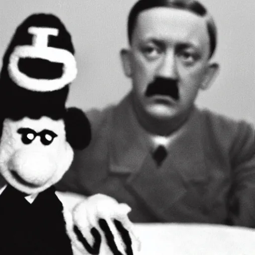 Prompt: Adolf Hitler as a muppet