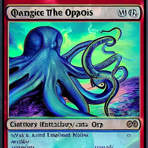 Prompt: magic the gathering trading card octopus