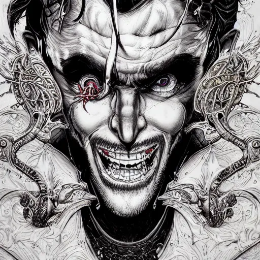 Image similar to portrait closeup of crazy captain hook, symmetrical, hyper detailed, by yoichi hatakenaka, masamune shirow, josan gonzales and dan mumford, ayami kojima, takato yamamoto, barclay shaw, karol bak, yukito kishiro