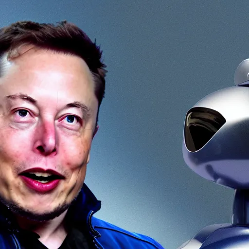 Image similar to Elon Musk as a blue bird screaming at a robot