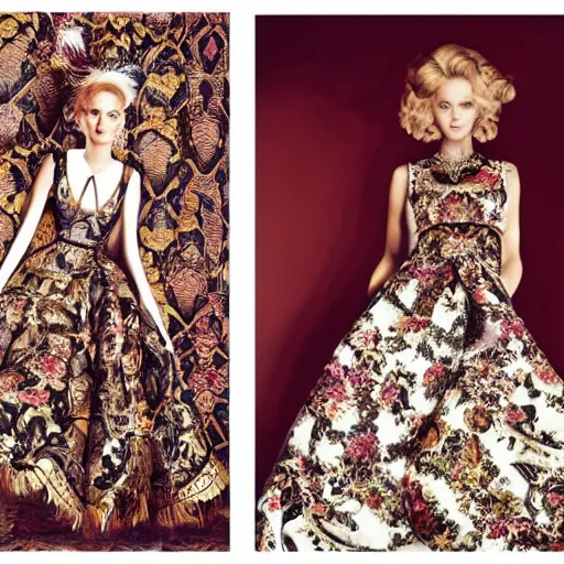 Prompt: fashion model with luxury dress, official dolce and gabbana editorial, highly detailed