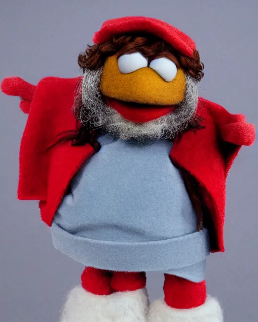 Prompt: marx as a muppet. highly detailed felt. hyper real photo. 4 k.