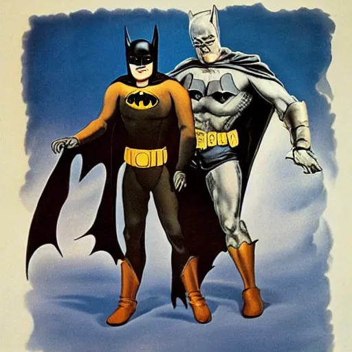 Image similar to batman and robin by salvador dali