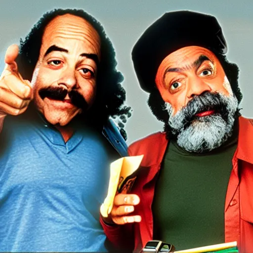 Image similar to cheech and chong get an office job and they hate it, new summer blockbuster movie