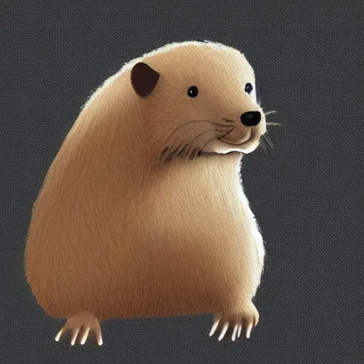 Image similar to a beaver whit fluffy fur drawn concept art