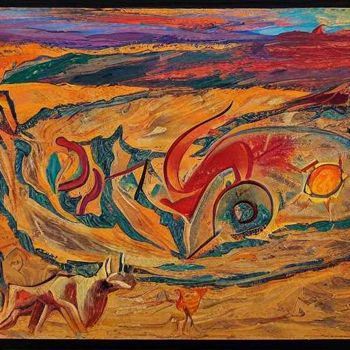 Prompt: persian portrait of an anthropomorphic desertic landscape, desert, sun, abstract, high - energy, chaotic masterpiece