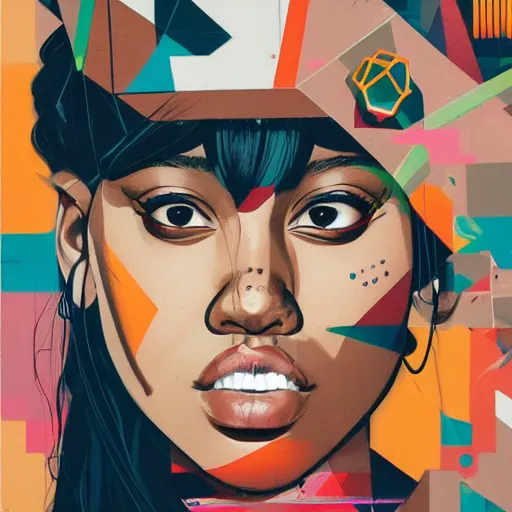 Prompt: Hip-hop artist Glorilla profile picture illustration by Sachin Teng, asymmetrical, Organic Painting , geometric shapes, hard edges, energetic, graffiti, street art:2 Highly Detailed, Masterpiece, by Sachin Teng:6