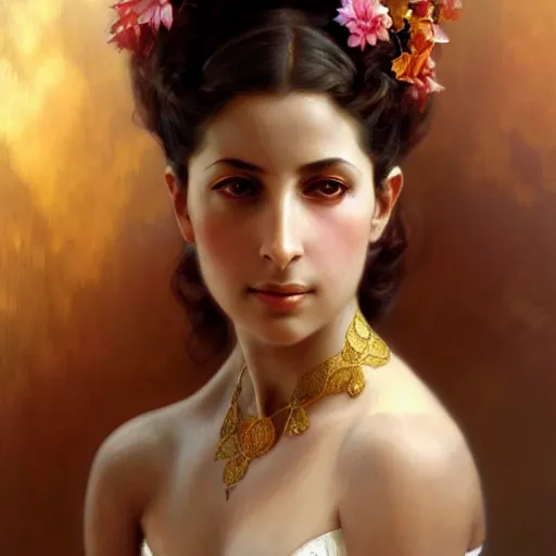 Prompt: beautiful portrait of mata hari, natural beauty expressive pose, fantasy, intricate, elegant, highly detailed, digital painting, artstation, concept art, smooth, sharp focus, illustration, art by artgerm and greg rutkowski and alphonse mucha