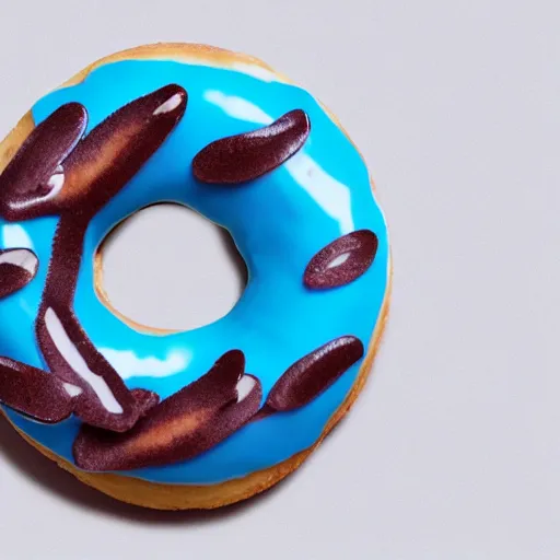 Prompt: donut with wings, light blue background