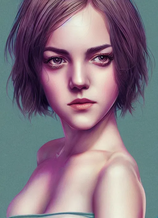 Image similar to hyper detailed ultra sharp of beautiful portrait jena malone, beautiful girl, beautiful full body, character artist, mature content, elegant, 2 d, ultra highly detailed, digital painting, smooth, sharp focus, artstation, art by ilya kuvshinov!