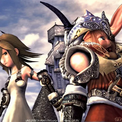 Prompt: iconic character in a final fantasy ix