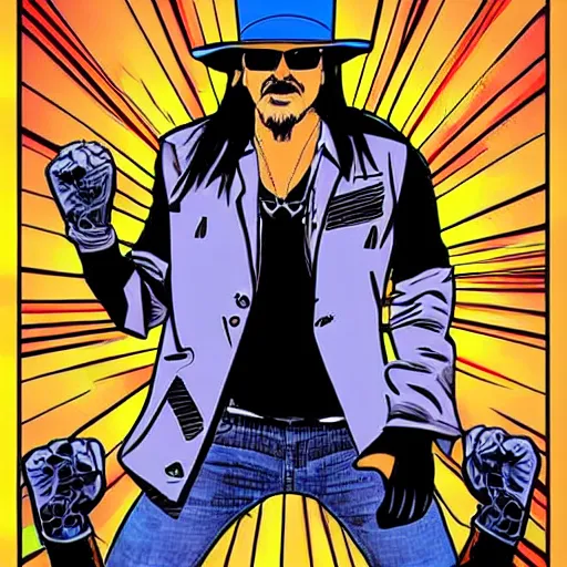 Prompt: kid rock as a super hero, todd mcfarlane art style,