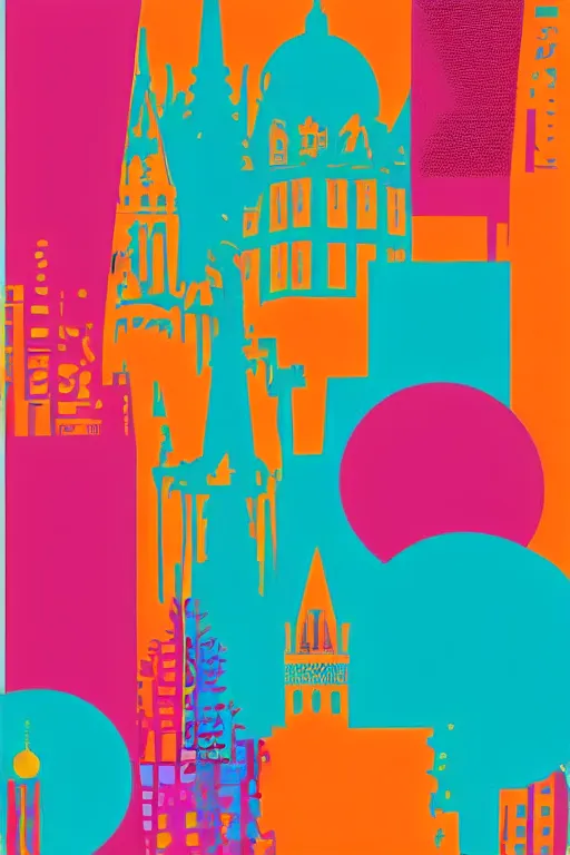 Prompt: minimalist boho style art of colorful berlin, illustration, vector art