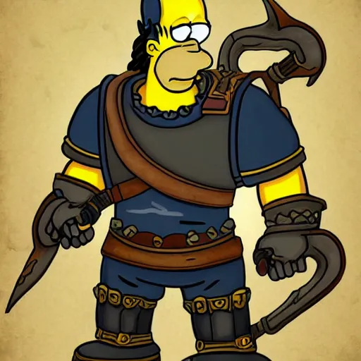 Prompt: Homer Simpson as an Orc Warrior in the style of World of Warcraft, detailed digital painting