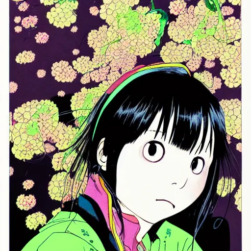 Image similar to a portrait of a girl by inio asano, hiroyuki takahashi color scheme