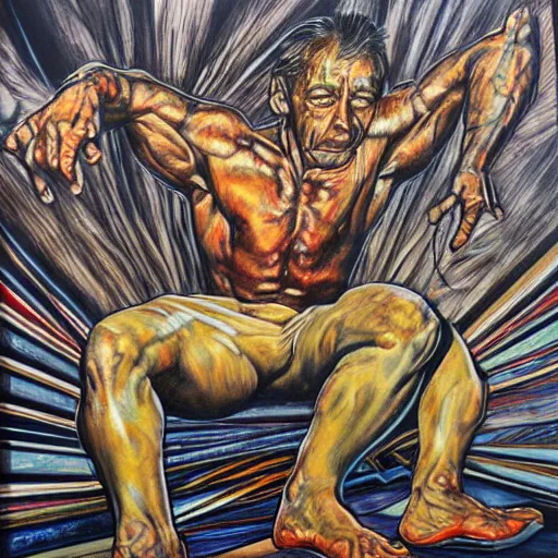 Image similar to Artwork by Peter Howson,