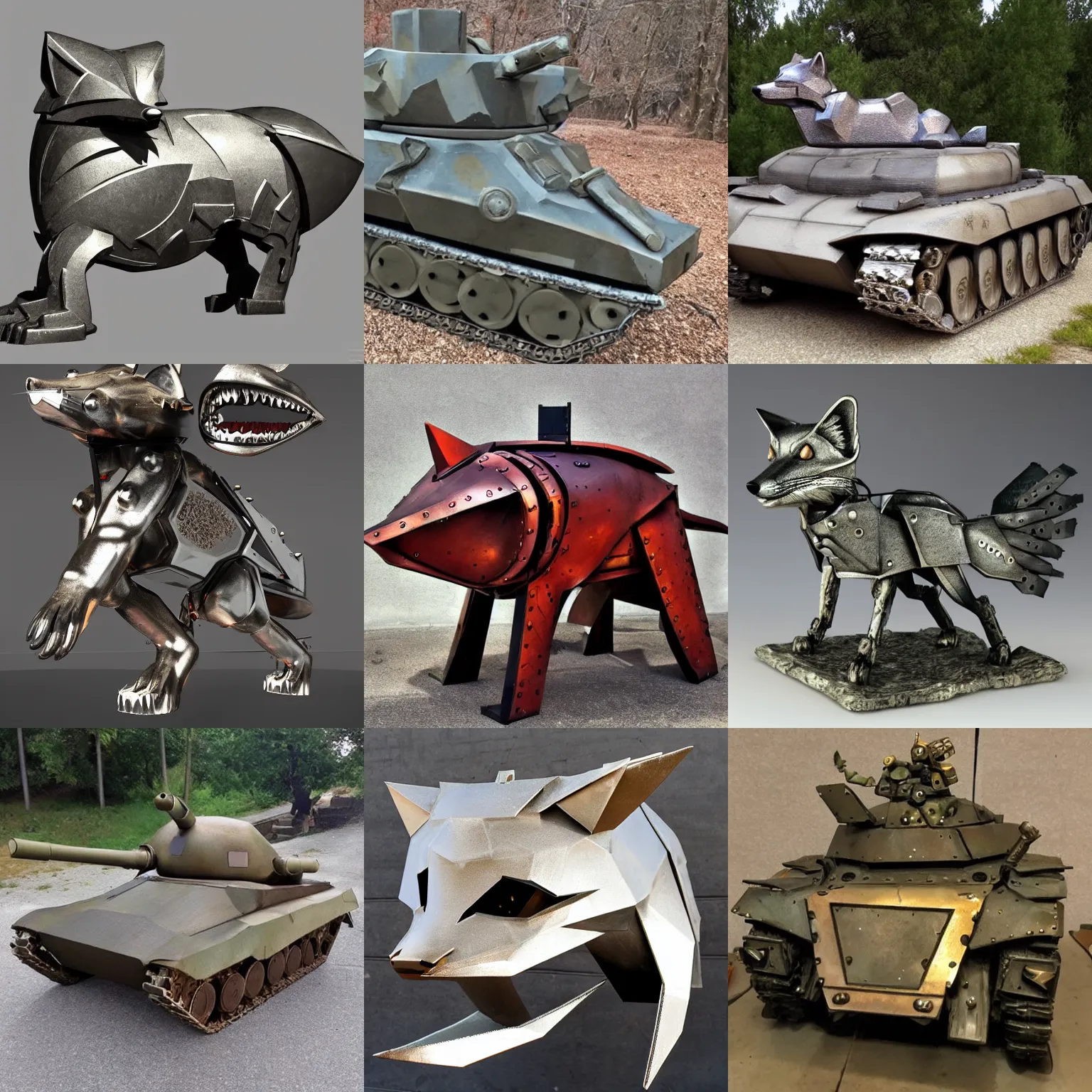 Prompt: metal fox turned into tank