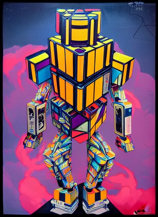 Image similar to rubik's cube transformer, tristan eaton, victo ngai, artgerm, rhads, ross draws