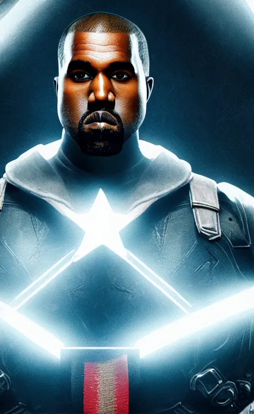 Prompt: Portrait of Kanye West as (((Captain America))) in Skyrim, splash art, movie still, cinematic lighting, dramatic, octane render, long lens, shallow depth of field, bokeh, anamorphic lens flare, 8k, hyper detailed, 35mm film grain