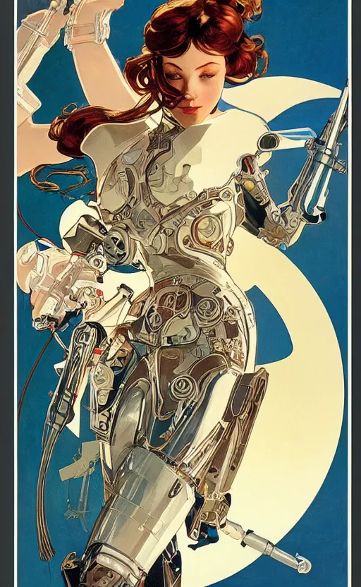 Image similar to exquisite imaginative cybermechanical girl in armor poster art, movie art, by lucasfilm, weta studio, alphonso mucha, james jean, frank frazetta, 8 k, denoised, sharp, crisp, high quality