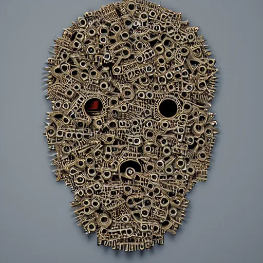 Image similar to portrait of a head made of gears and electronic components