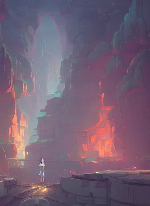 Image similar to underground tunnel in a canyon, nuclear powered, detailed, futuristic, cory loftis, james gilleard, atey ghailan, makoto shinkai, goro fujita, studio ghibli, rim light, exquisite lighting, clear focus, very coherent, plain background