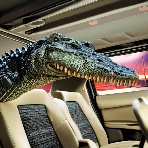 Image similar to interior crocodile alligator, I drive Chevrolet movie theater