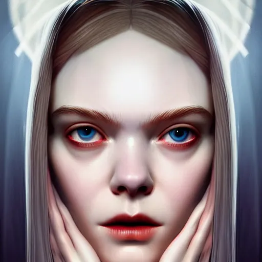 Prompt: symmetry!! portrait of elle fanning in irobot, horror, fashion, dark!! intricate, elegant, highly detailed, digital painting, artstation, concept art, smooth, sharp focus, illustration, art by artgerm and frank frazetta and peter paul rubens