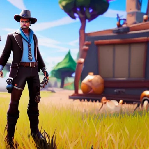 Image similar to johnny depp in fortnite, character render, full body shot, highly detailed, in game render