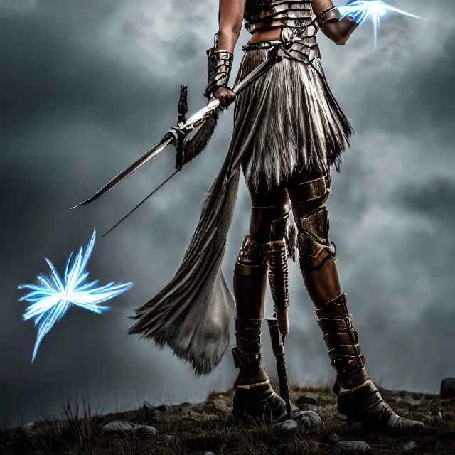 Prompt: photo of a valkyrie warrior with light powers, highly detailed, 4 k, hdr, smooth, sharp focus, high resolution, award - winning photo