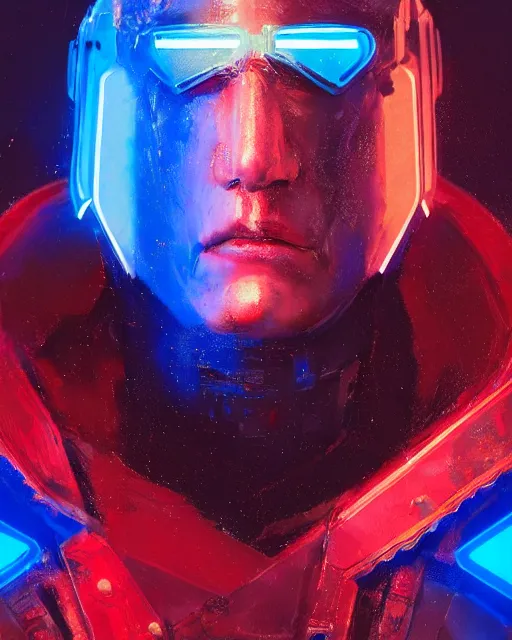 Image similar to detailed full body Blue Neon Emperor Nero, cyberpunk futuristic neon, reflective red coats, decorated with traditional Rome ornaments by Ismail inceoglu dragan bibin hans thoma greg rutkowski Alexandros Pyromallis Nekro Rene Maritte Illustrated, Perfect face, fine details, realistic shaded, fine-face, pretty face