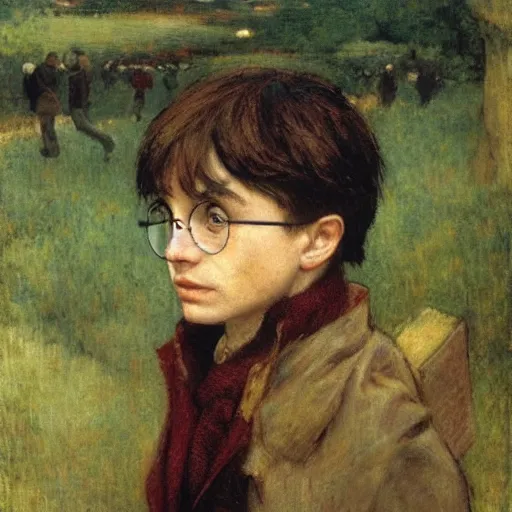 Prompt: harry potter, by jules bastien - lepage