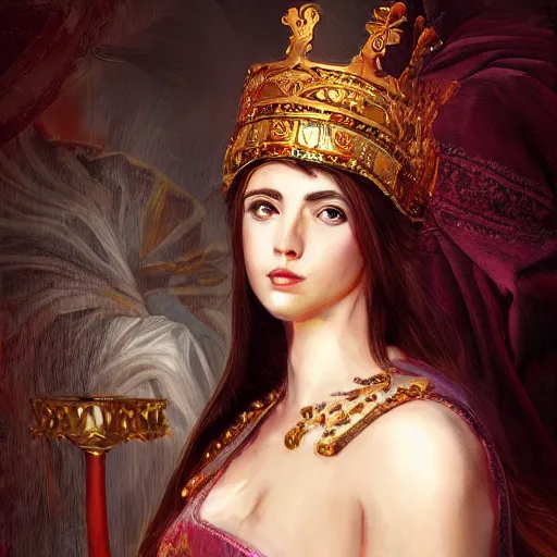 Image similar to Greek empress art drawn in art style of WLOP full HD 4K highest quality realistic beautiful gorgeous natural WLOP artist painting