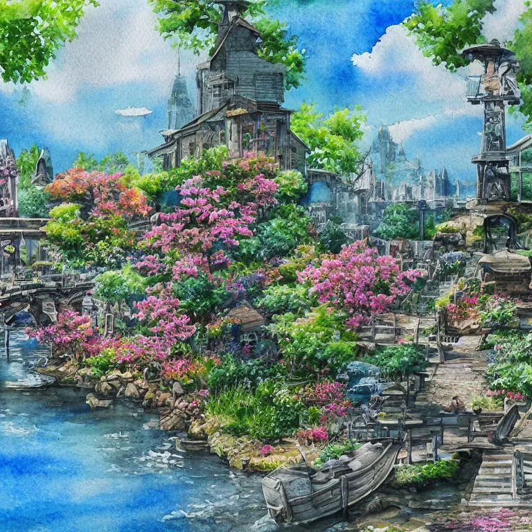 Image similar to watercolor destination, highly detailed, 4 k