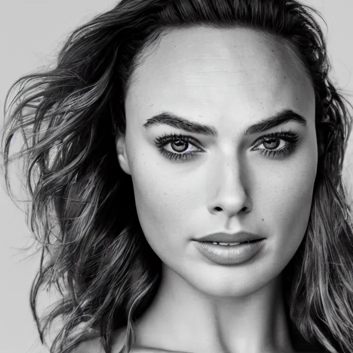 Prompt: portrait of Gal Gadot Margot Robbie, by Charlotte Grimm, natural light, detailed face, CANON Eos C300, ƒ1.8, 35mm, 8K, medium-format print