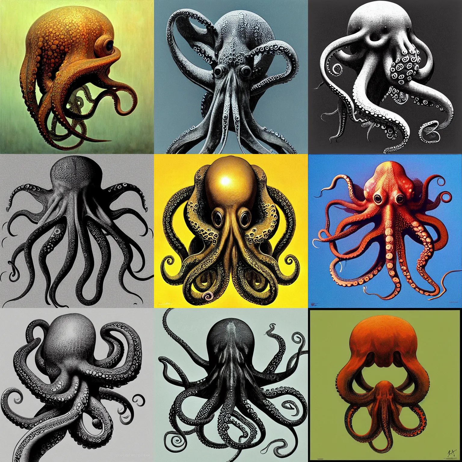 Prompt: logo profile photo of an octopus by! beksinski!, mc escher tessellation, artstation, fantasy