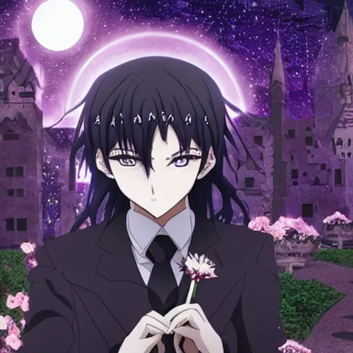 Image similar to a gothic wedding under a full blue moon, key anime visual, official modern animation