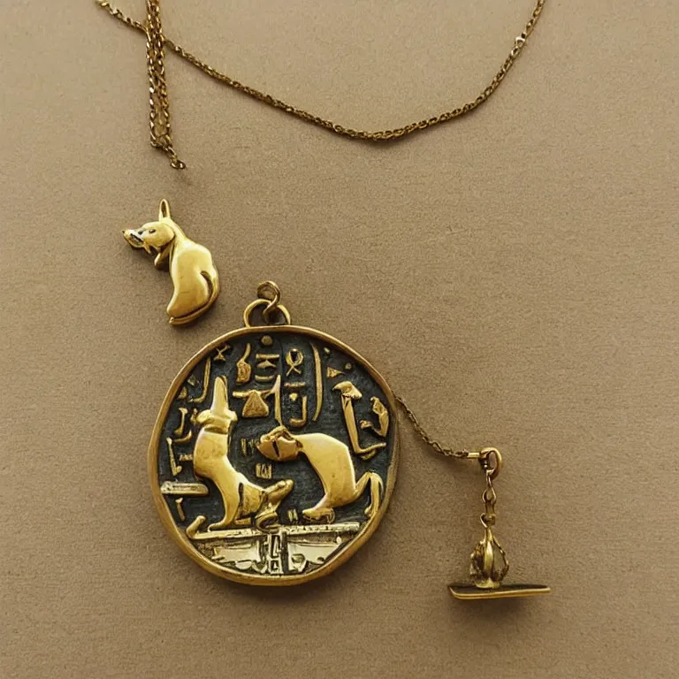 Image similar to ancient egyptian shiba inu royal neckless