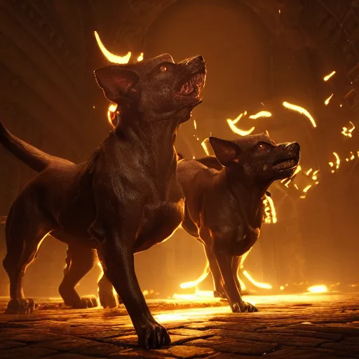 Prompt: a beautiful portrait of a cerberus intricate, epic lighting, cinematic composition, hyper realistic, 8 k resolution, unreal engine 5 8 k rendered with autodesk